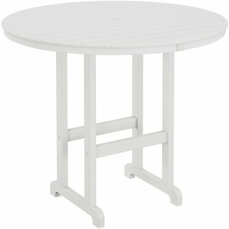 POLYWOOD 48'' White Round Bar Height Table 633RBT248WH